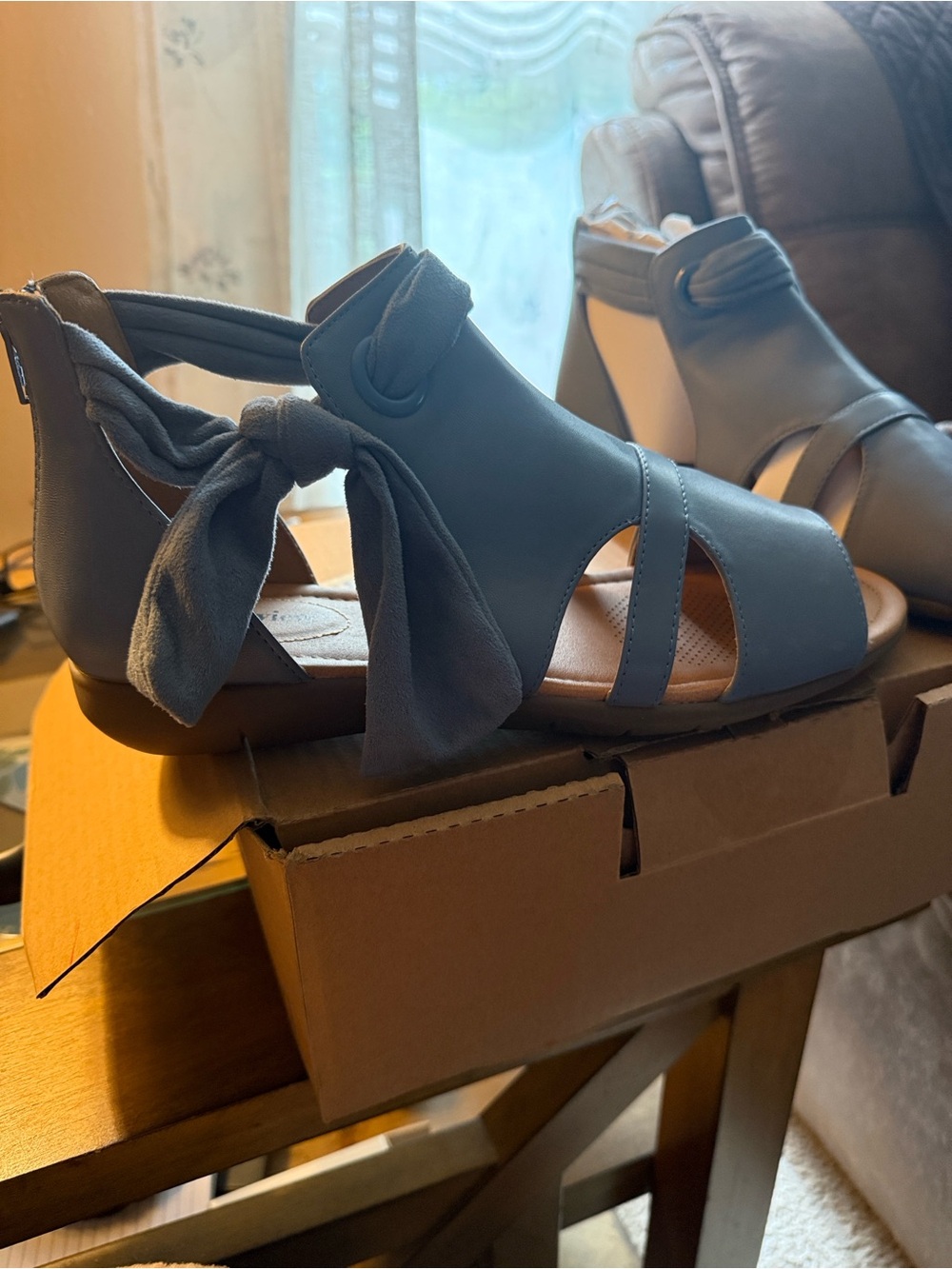 New comfortview Light Blue Tie-Back Open-Toe Sandals